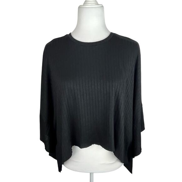 Zara Black Ribbed Round Neck Top - Picture 1 of 8